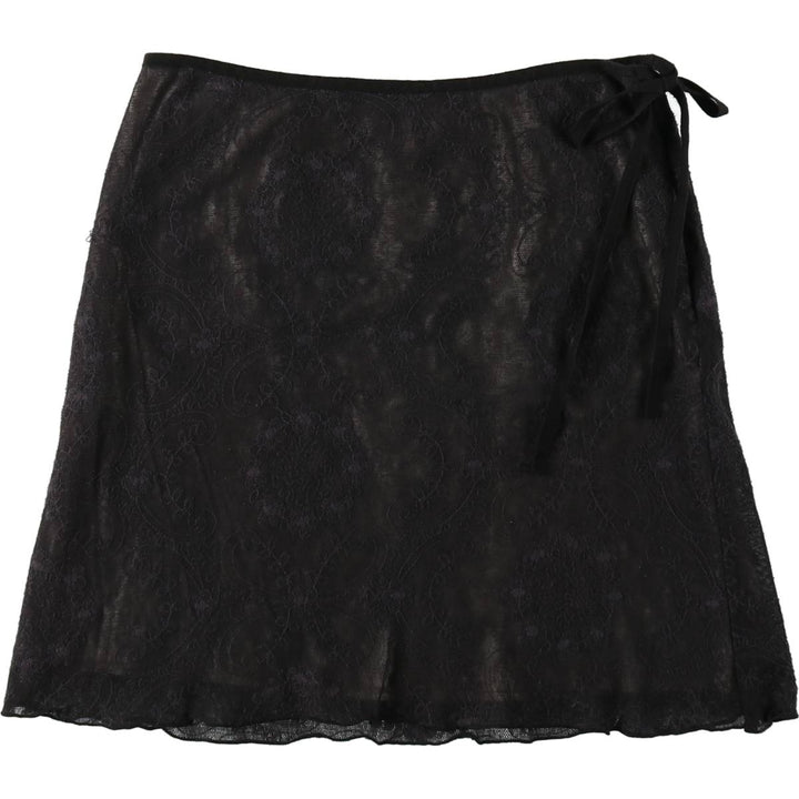 All-over print, all-over lace cotton tight mini skirt, women's size S. cotton black type Vintage Second Hand