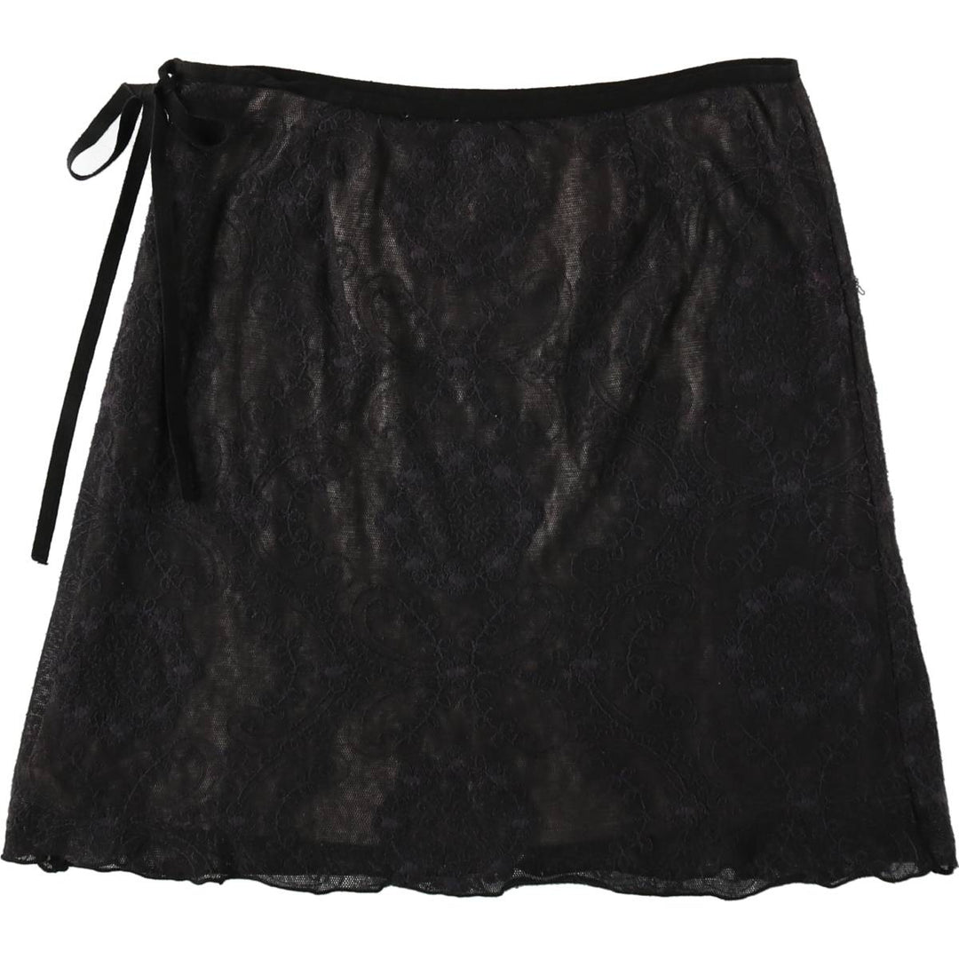 All-over print, all-over lace cotton tight mini skirt, women's size S. cotton black type Vintage Second Hand
