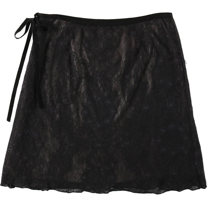 All-over print, all-over lace cotton tight mini skirt, women's size S. cotton black type Vintage Second Hand