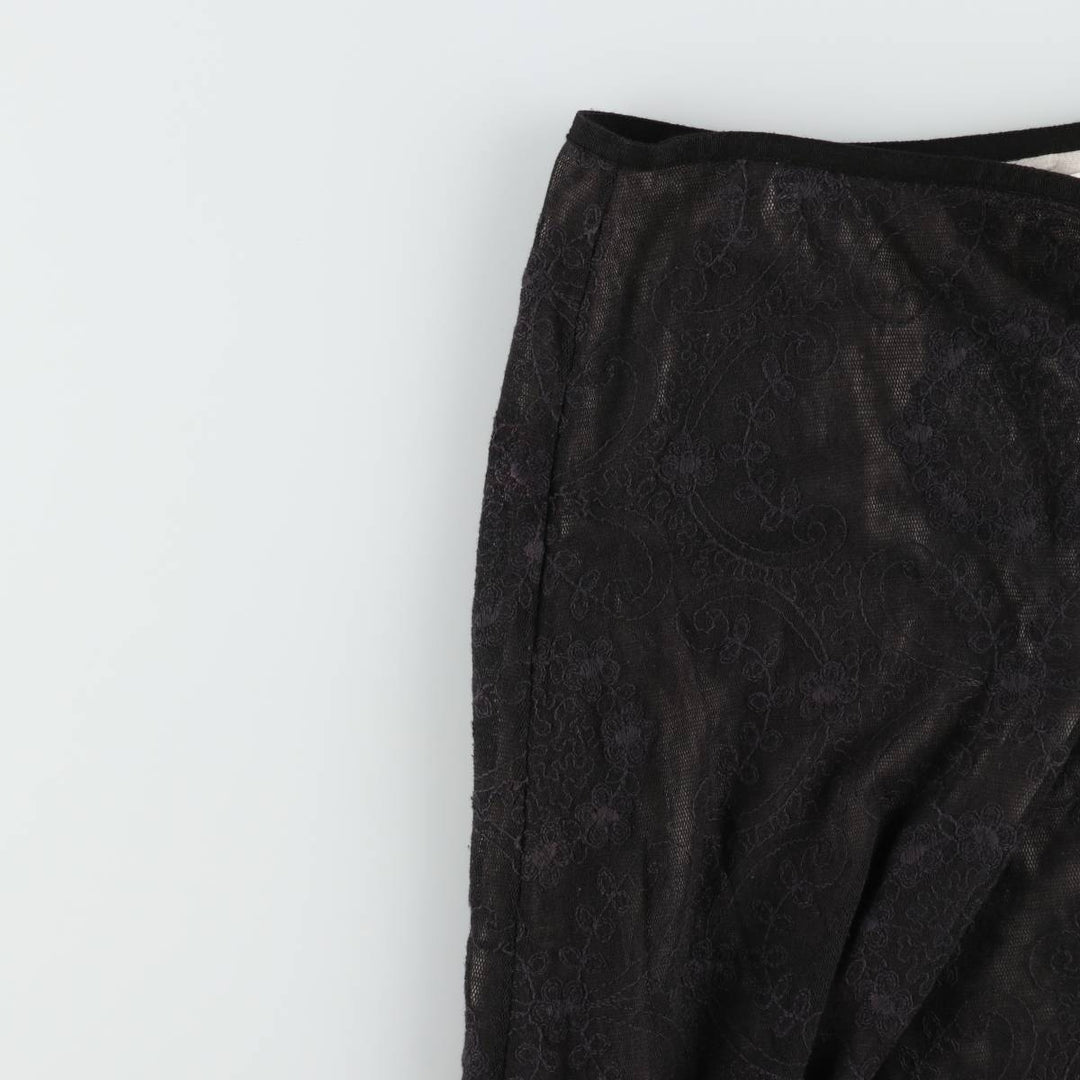 All-over print, all-over lace cotton tight mini skirt, women's size S. cotton black type Vintage Second Hand
