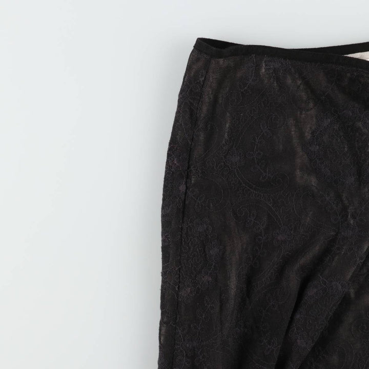 All-over print, all-over lace cotton tight mini skirt, women's size S. cotton black type Vintage Second Hand