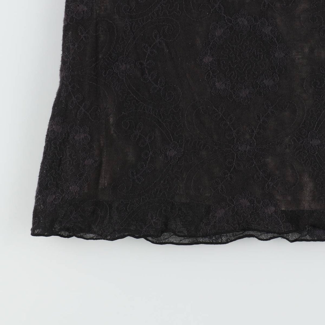 All-over print, all-over lace cotton tight mini skirt, women's size S. cotton black type Vintage Second Hand