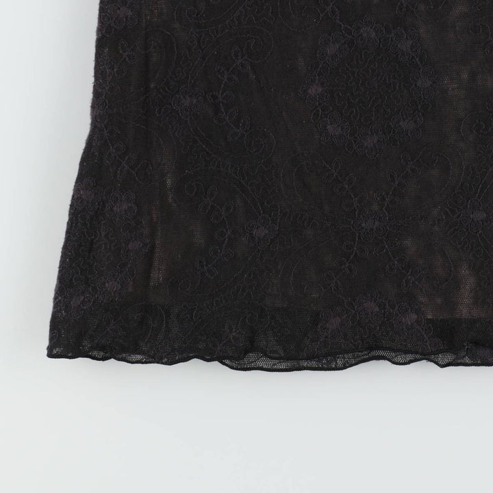 All-over print, all-over lace cotton tight mini skirt, women's size S. cotton black type Vintage Second Hand