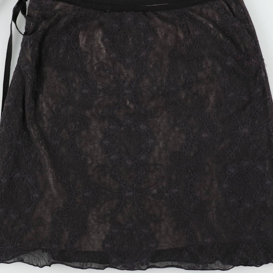 All-over print, all-over lace cotton tight mini skirt, women's size S. cotton black type Vintage Second Hand