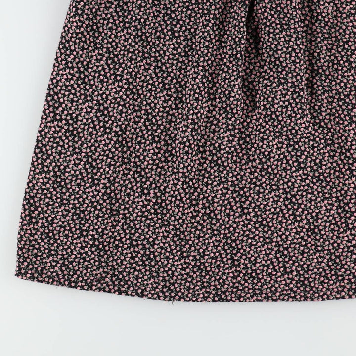 TRAMP all-over floral print midi-length short-sleeved flared dress (women's size S equivalent) Rayon black type Vintage Second Hand