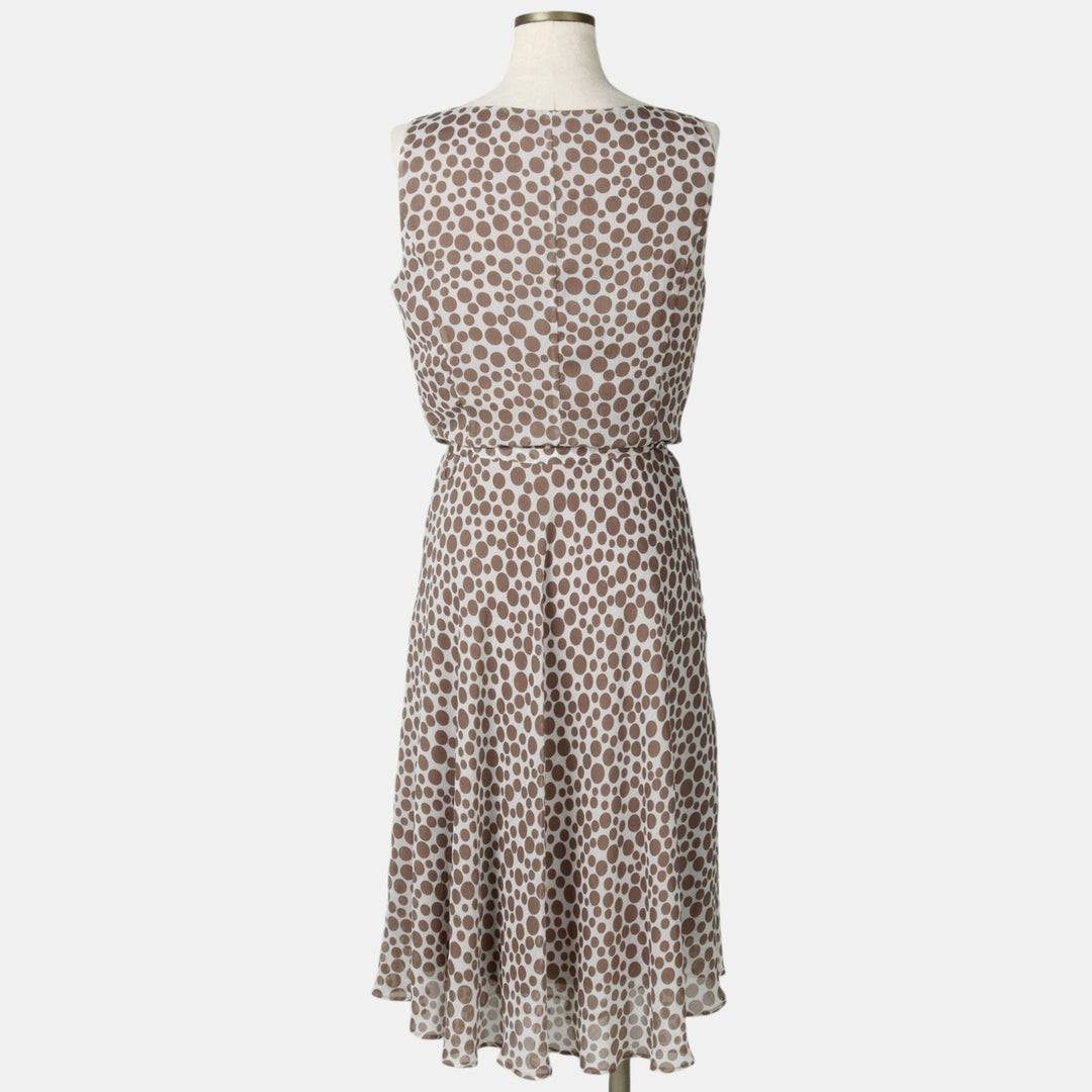 CLASS Polka Dot Pattern Midi Sleeveless Flare Dress (Women's Size M) polyester white type Vintage Second Hand