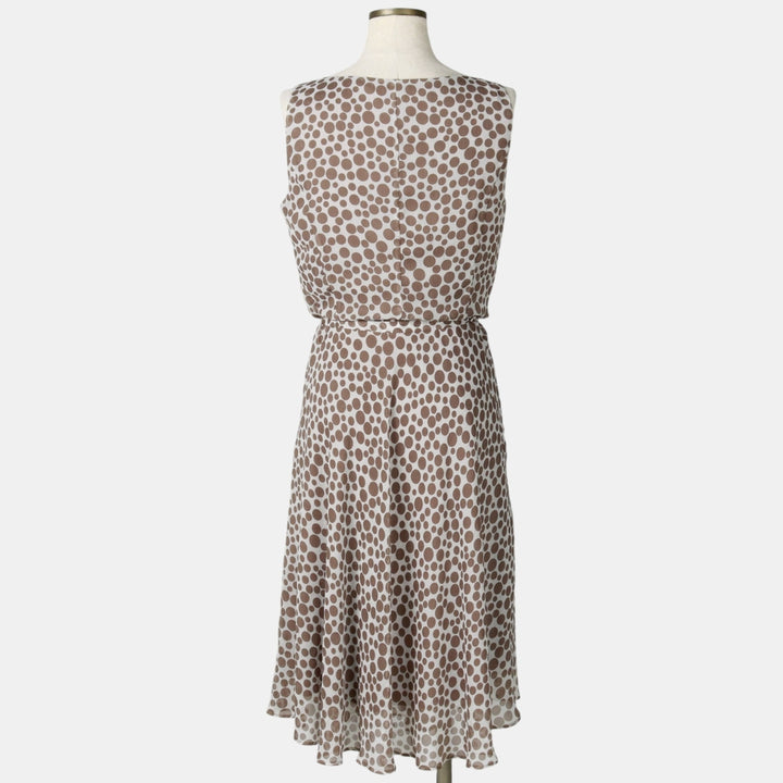 CLASS Polka Dot Pattern Midi Sleeveless Flare Dress (Women's Size M) polyester white type Vintage Second Hand