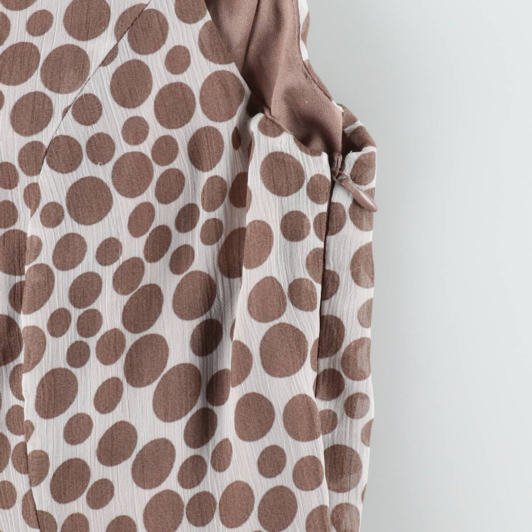 CLASS Polka Dot Pattern Midi Sleeveless Flare Dress (Women's Size M) polyester white type Vintage Second Hand
