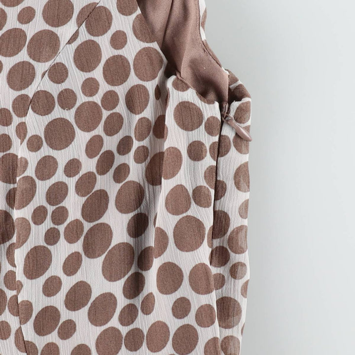 CLASS Polka Dot Pattern Midi Sleeveless Flare Dress (Women's Size M) polyester white type Vintage Second Hand