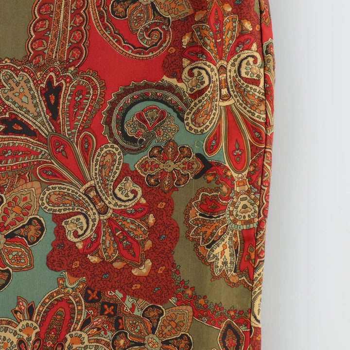 Ralph Lauren LAUREN All-over Paisley Pattern Half-Length Boat Neck Sleeveless Dress Women's Size L (approx.) silk red type Vintage Second Hand