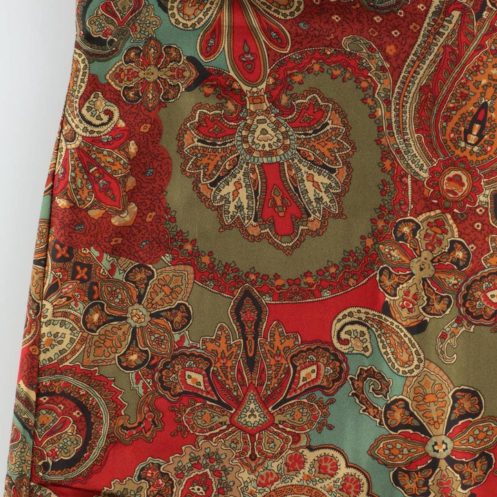 Ralph Lauren LAUREN All-over Paisley Pattern Half-Length Boat Neck Sleeveless Dress Women's Size L (approx.) silk red type Vintage Second Hand