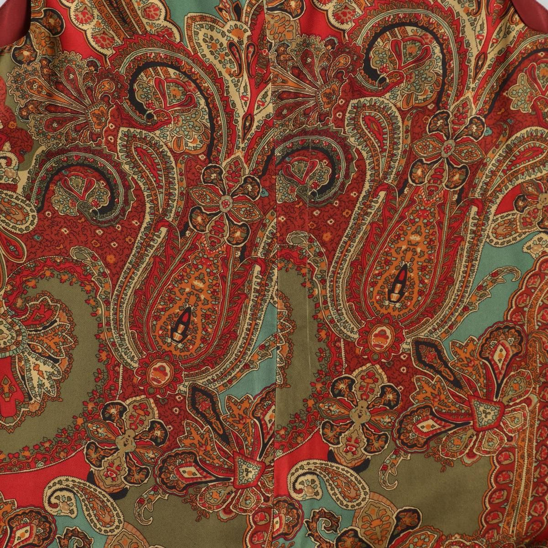 Ralph Lauren LAUREN All-over Paisley Pattern Half-Length Boat Neck Sleeveless Dress Women's Size L (approx.) silk red type Vintage Second Hand