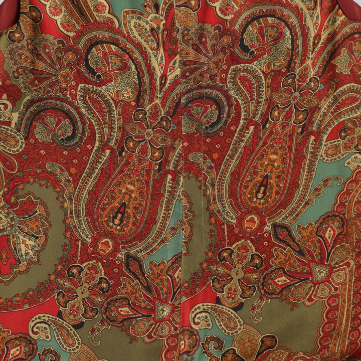 Ralph Lauren LAUREN All-over Paisley Pattern Half-Length Boat Neck Sleeveless Dress Women's Size L (approx.) silk red type Vintage Second Hand