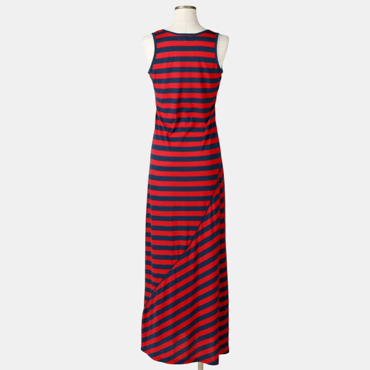 Derek Heart Border Pattern Maxi Sleeveless Tight Dress (Women's Size M) polyester red type Vintage Second Hand
