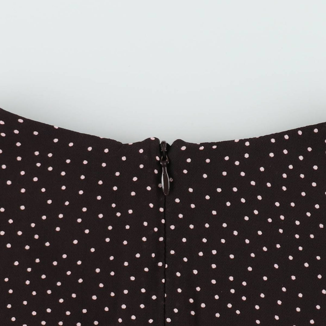C and A SIXTH SENSE Polka Dot Pattern Midi Sleeveless Flare Dress (Women's Size M) Viscose dark chocolate Vintage Second Hand