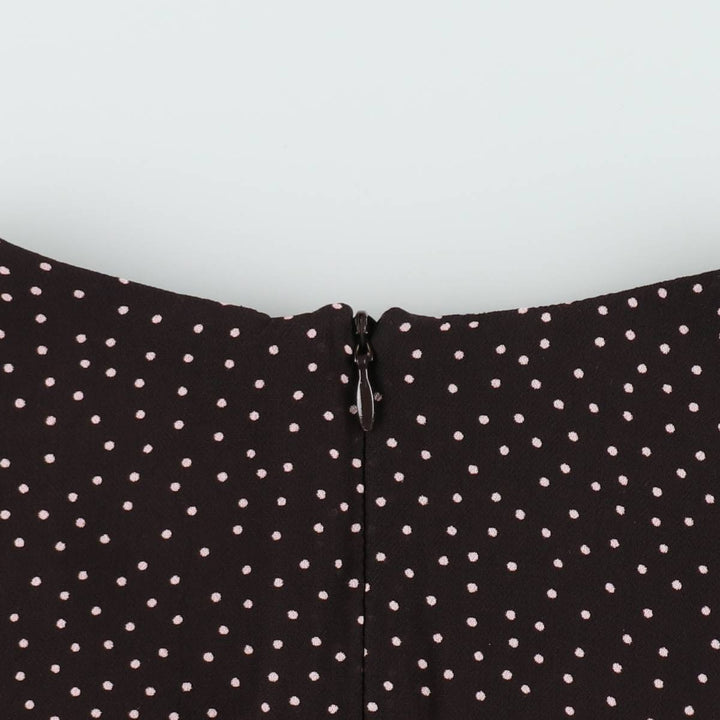 C and A SIXTH SENSE Polka Dot Pattern Midi Sleeveless Flare Dress (Women's Size M) Viscose dark chocolate Vintage Second Hand