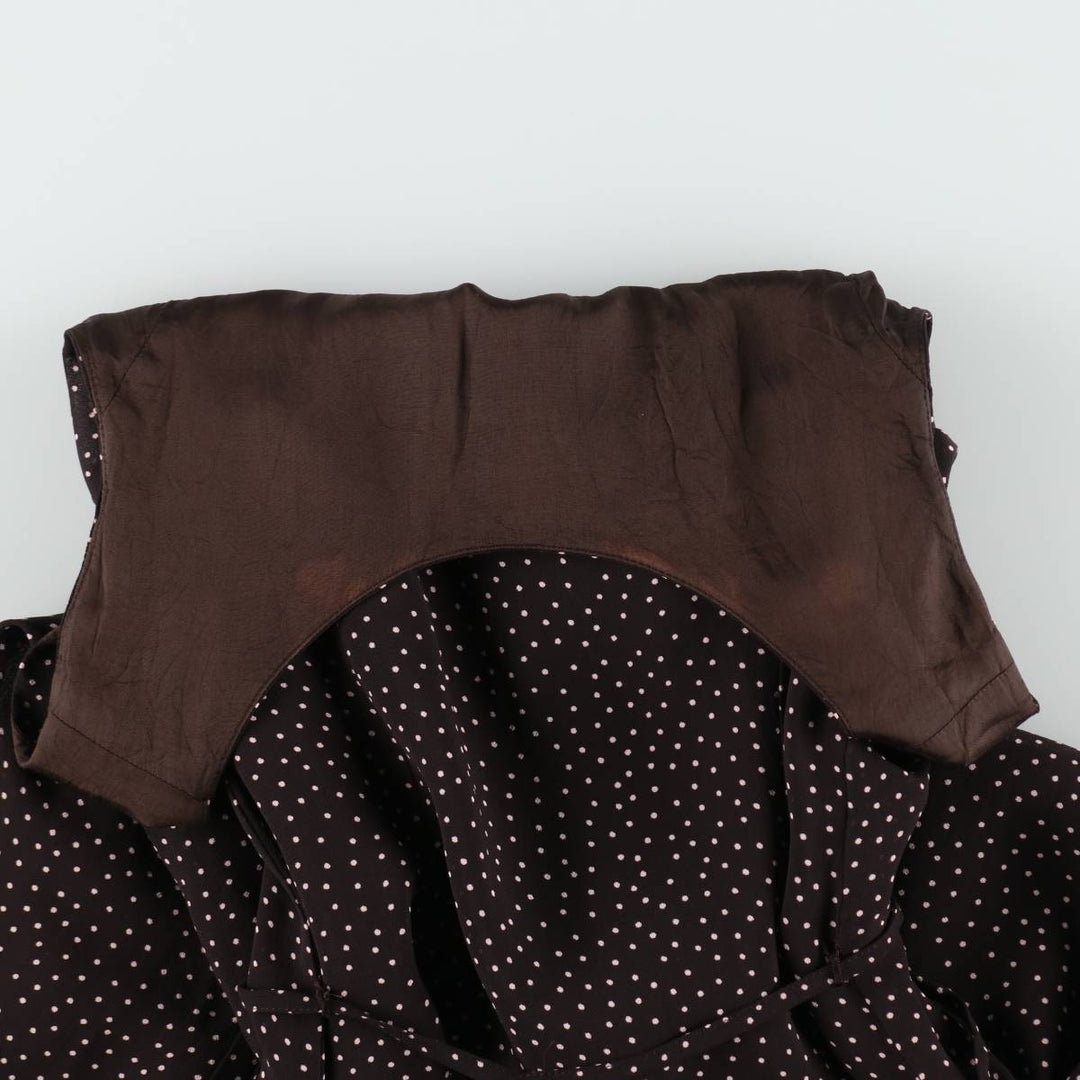 C and A SIXTH SENSE Polka Dot Pattern Midi Sleeveless Flare Dress (Women's Size M) Viscose dark chocolate Vintage Second Hand
