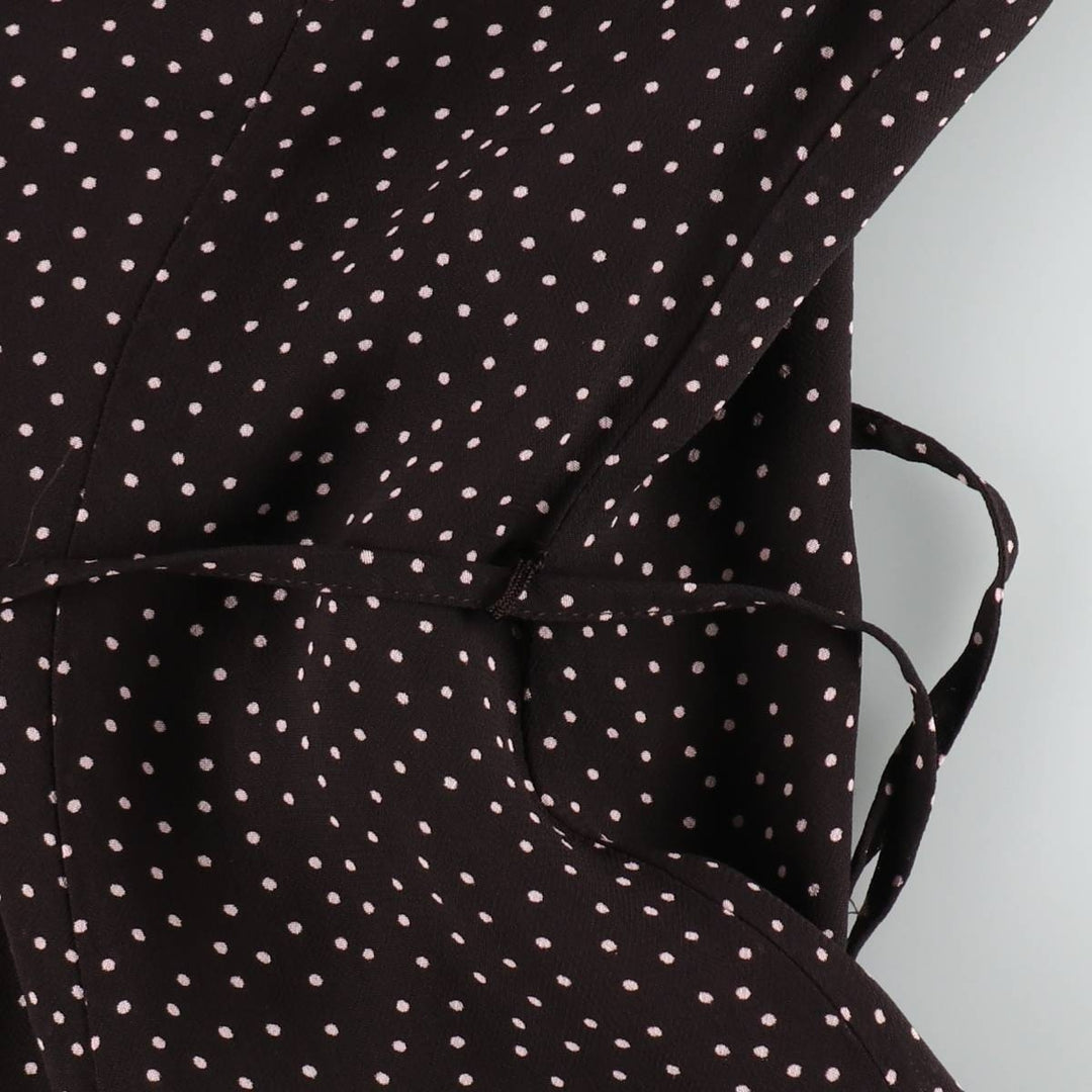 C and A SIXTH SENSE Polka Dot Pattern Midi Sleeveless Flare Dress (Women's Size M) Viscose dark chocolate Vintage Second Hand