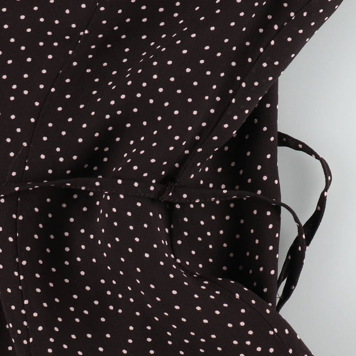 C and A SIXTH SENSE Polka Dot Pattern Midi Sleeveless Flare Dress (Women's Size M) Viscose dark chocolate Vintage Second Hand