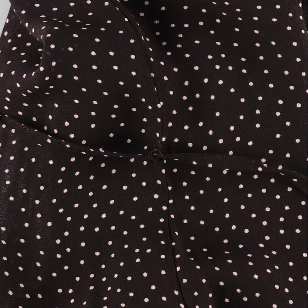 C and A SIXTH SENSE Polka Dot Pattern Midi Sleeveless Flare Dress (Women's Size M) Viscose dark chocolate Vintage Second Hand