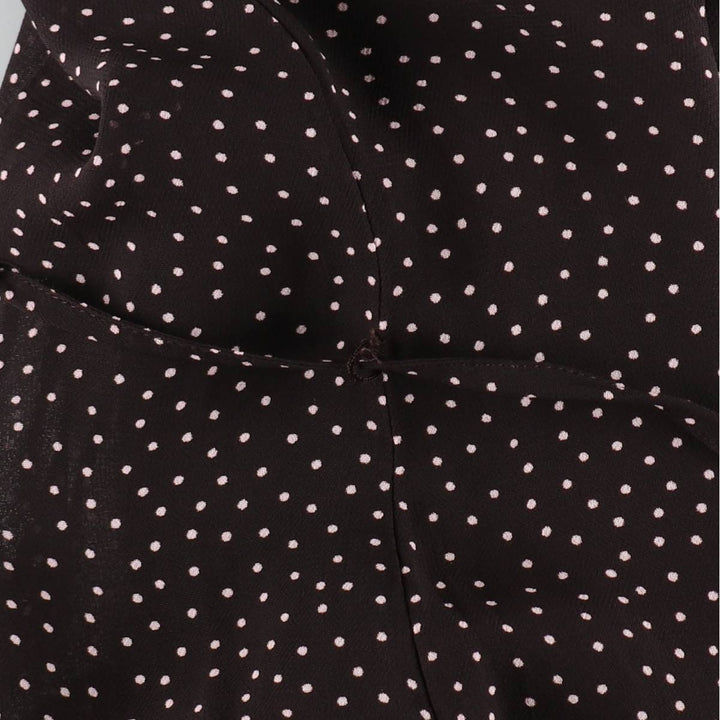C and A SIXTH SENSE Polka Dot Pattern Midi Sleeveless Flare Dress (Women's Size M) Viscose dark chocolate Vintage Second Hand