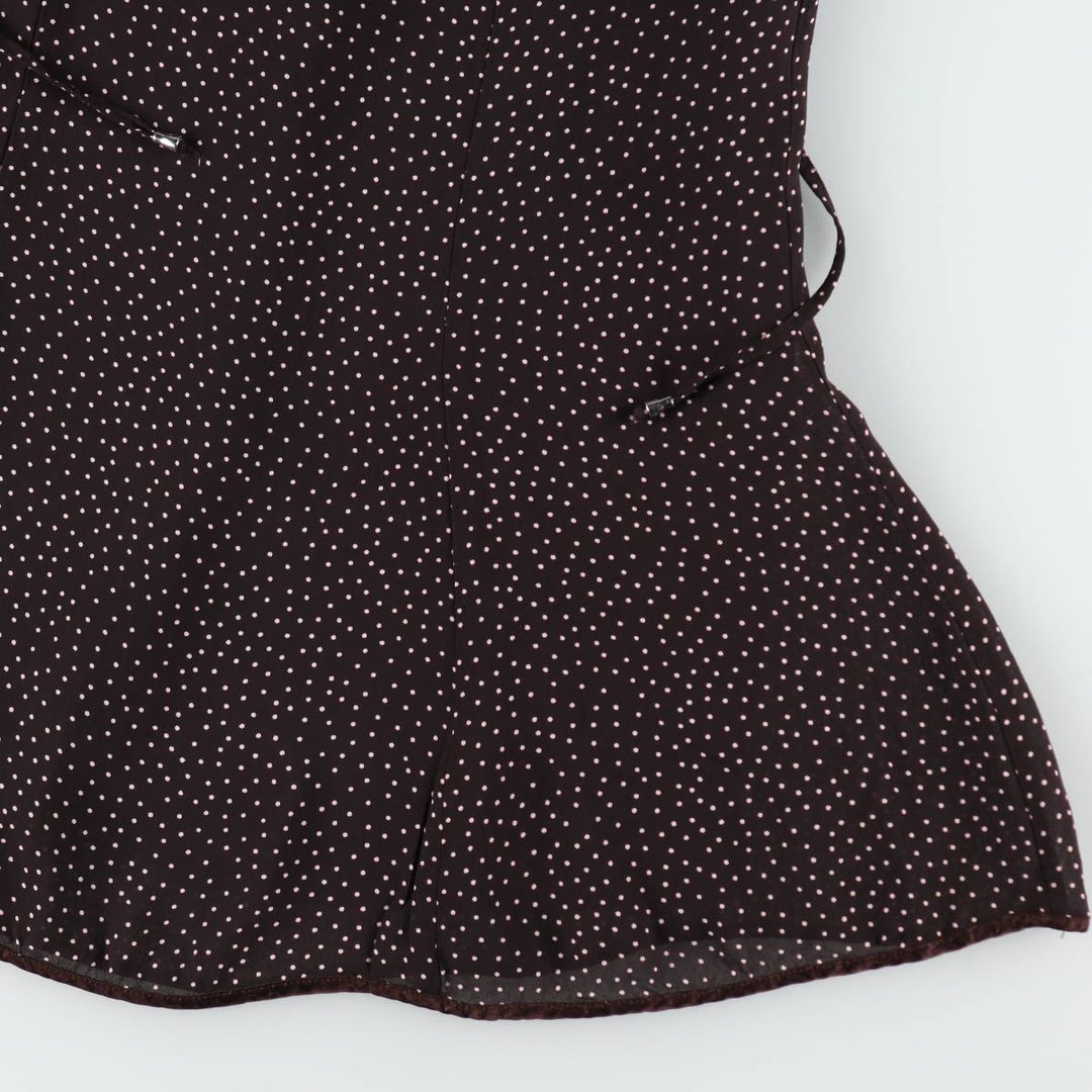 C and A SIXTH SENSE Polka Dot Pattern Midi Sleeveless Flare Dress (Women's Size M) Viscose dark chocolate Vintage Second Hand
