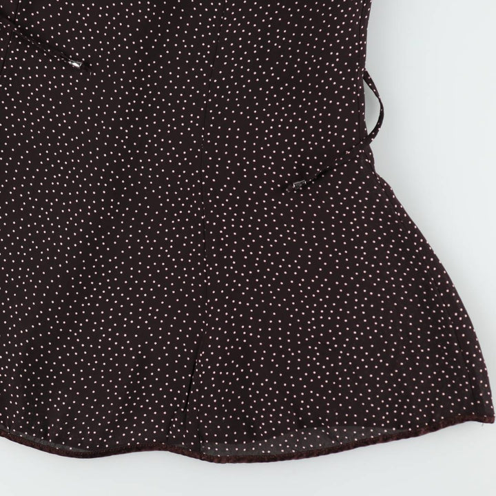 C and A SIXTH SENSE Polka Dot Pattern Midi Sleeveless Flare Dress (Women's Size M) Viscose dark chocolate Vintage Second Hand