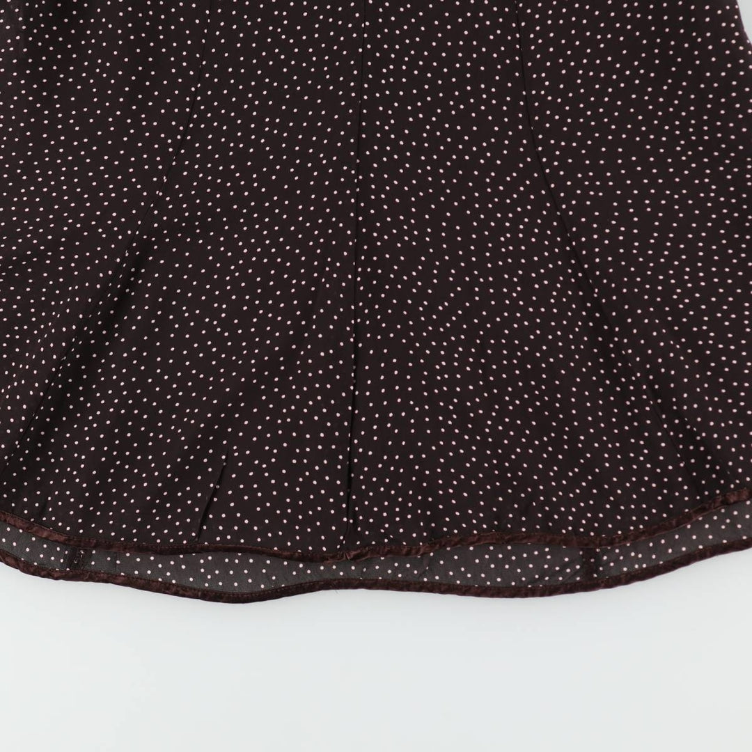 C and A SIXTH SENSE Polka Dot Pattern Midi Sleeveless Flare Dress (Women's Size M) Viscose dark chocolate Vintage Second Hand