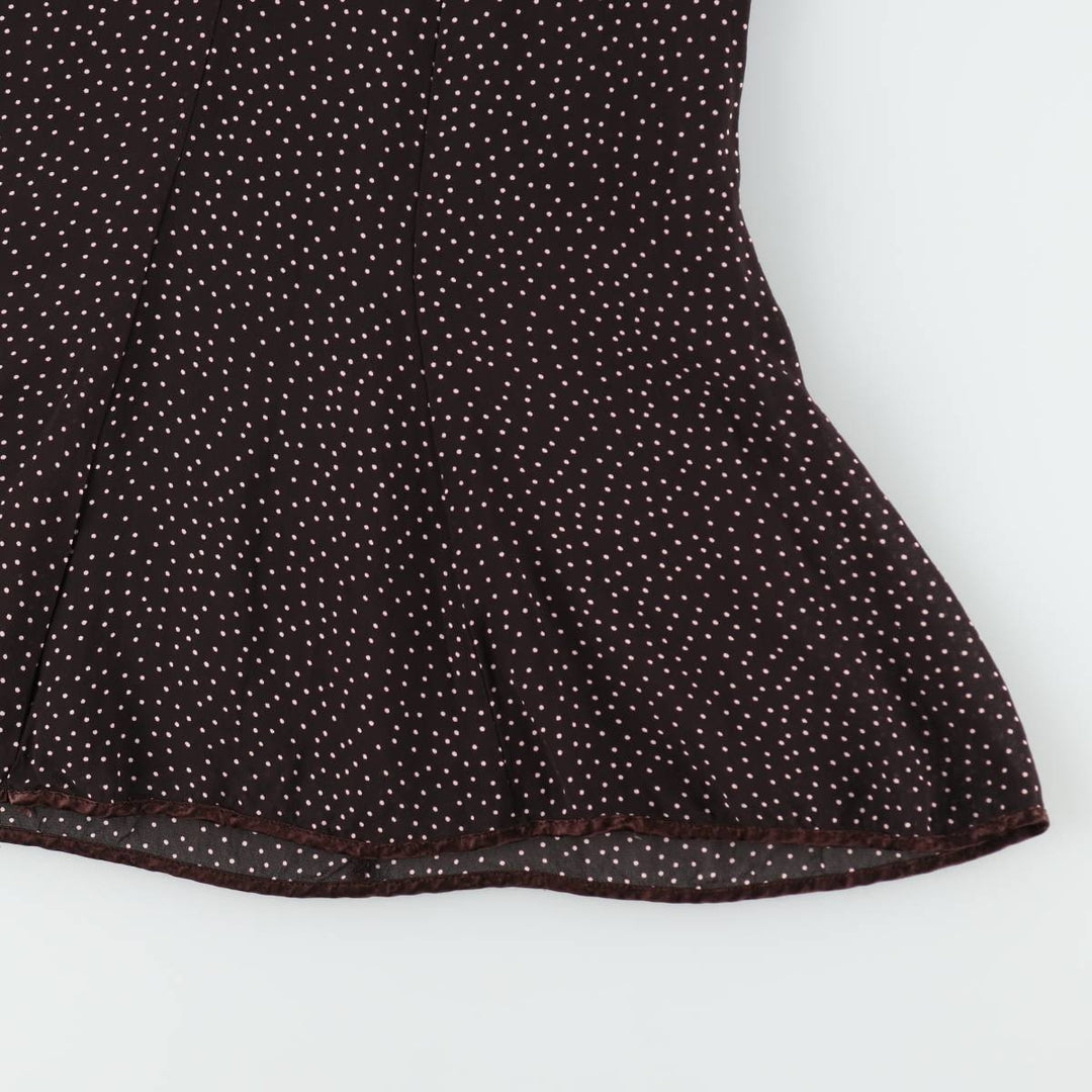 C and A SIXTH SENSE Polka Dot Pattern Midi Sleeveless Flare Dress (Women's Size M) Viscose dark chocolate Vintage Second Hand