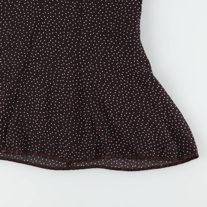 C and A SIXTH SENSE Polka Dot Pattern Midi Sleeveless Flare Dress (Women's Size M) Viscose dark chocolate Vintage Second Hand