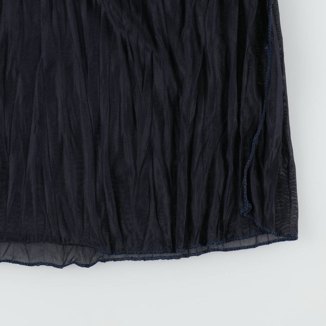 All-over floral print, irregular hem, wrap neck, long, sleeveless, pleated dress, women's size M. unclear navy blue type Vintage Second Hand