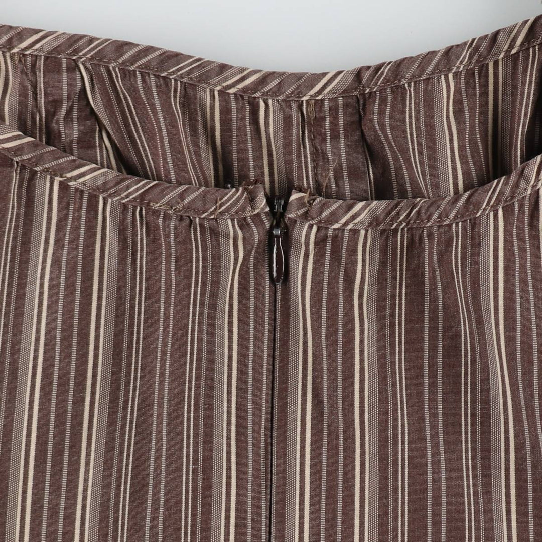 One Step Multi-Stripe Long Sleeveless Flare Dress (Women's Size M) unclear brown type Vintage Second Hand