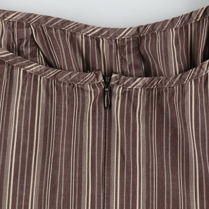 One Step Multi-Stripe Long Sleeveless Flare Dress (Women's Size M) unclear brown type Vintage Second Hand