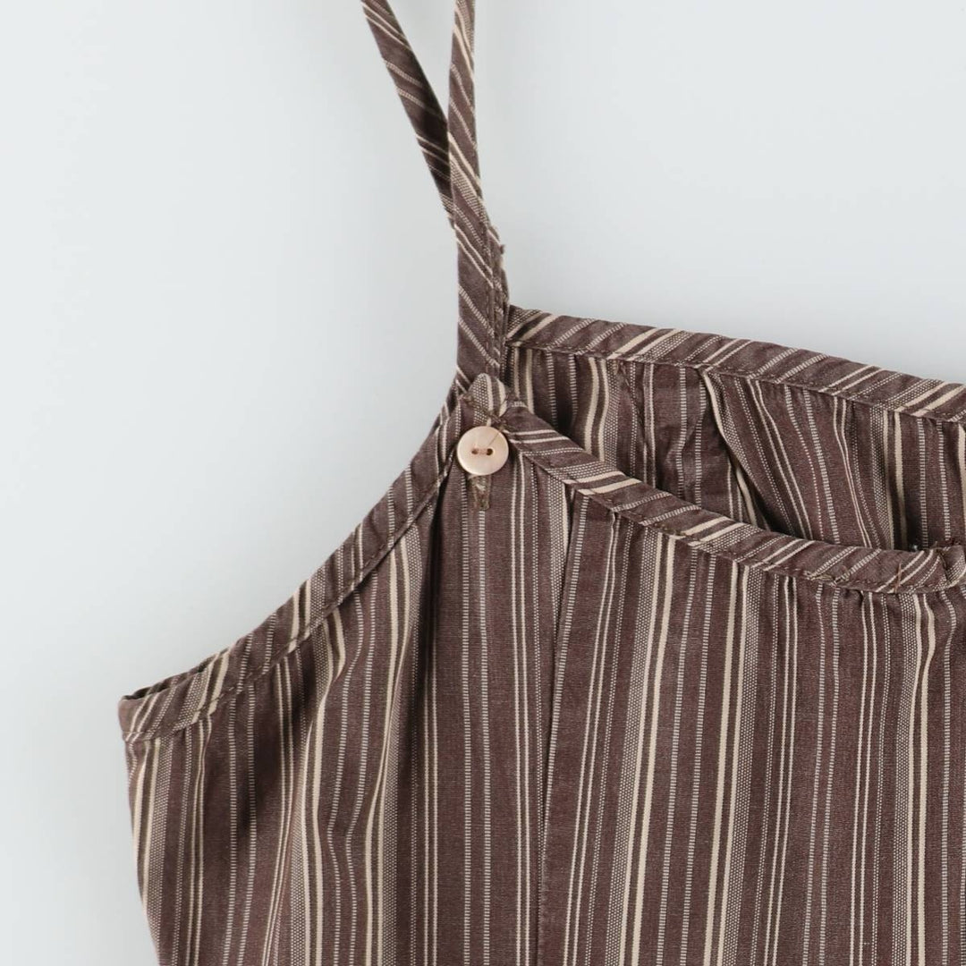 One Step Multi-Stripe Long Sleeveless Flare Dress (Women's Size M) unclear brown type Vintage Second Hand