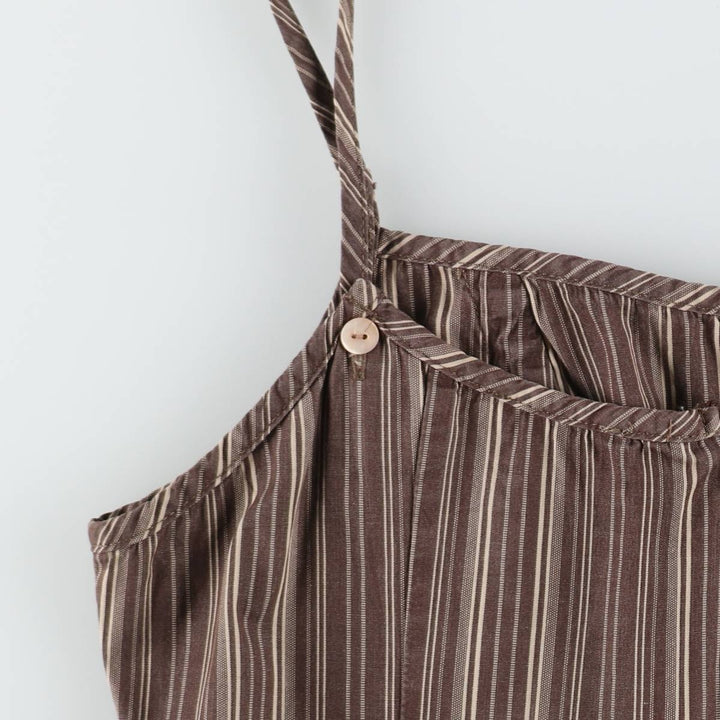 One Step Multi-Stripe Long Sleeveless Flare Dress (Women's Size M) unclear brown type Vintage Second Hand