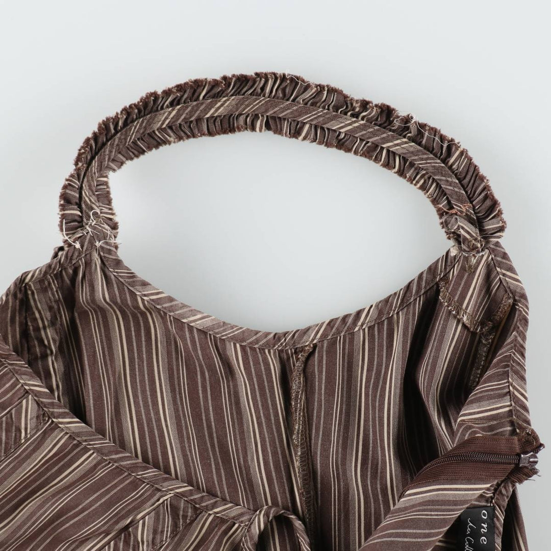One Step Multi-Stripe Long Sleeveless Flare Dress (Women's Size M) unclear brown type Vintage Second Hand