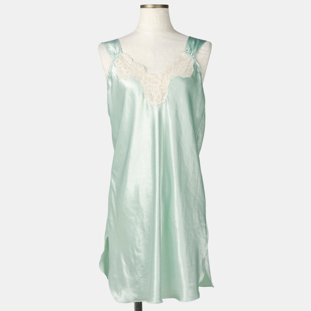 Half-length lingerie sleeveless dress, women's size M (approx.) unclear Blue type light blue Vintage Second Hand