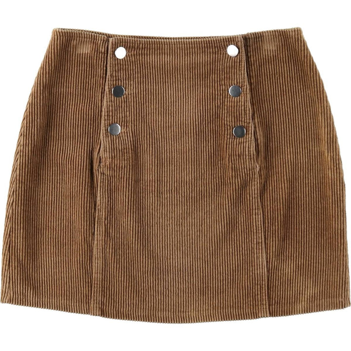 ONE WAY Corduroy Mini Skirt (Women's Size M) polyester beige type brown Vintage Second Hand