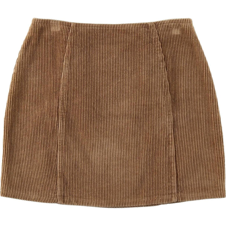 ONE WAY Corduroy Mini Skirt (Women's Size M) polyester beige type brown Vintage Second Hand