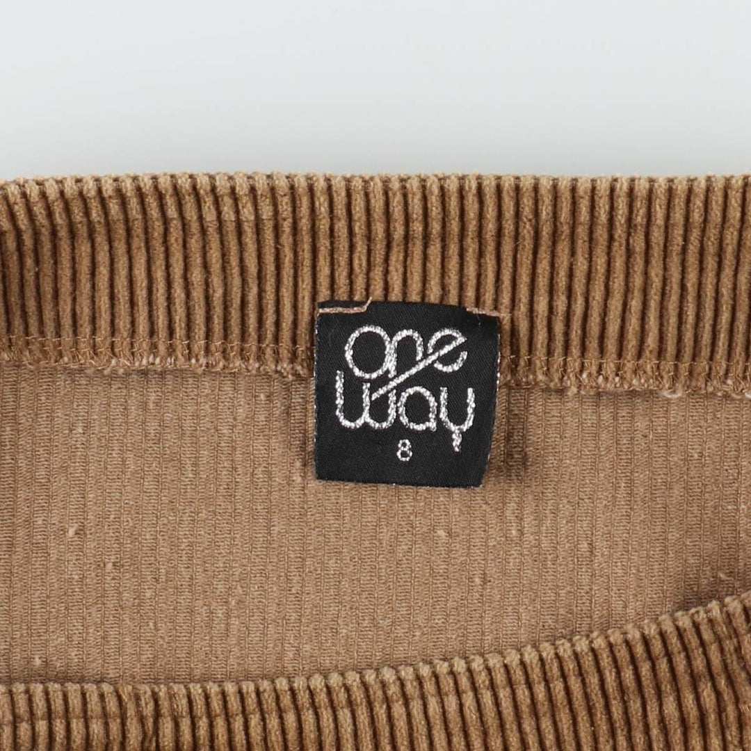 ONE WAY Corduroy Mini Skirt (Women's Size M) polyester beige type brown Vintage Second Hand