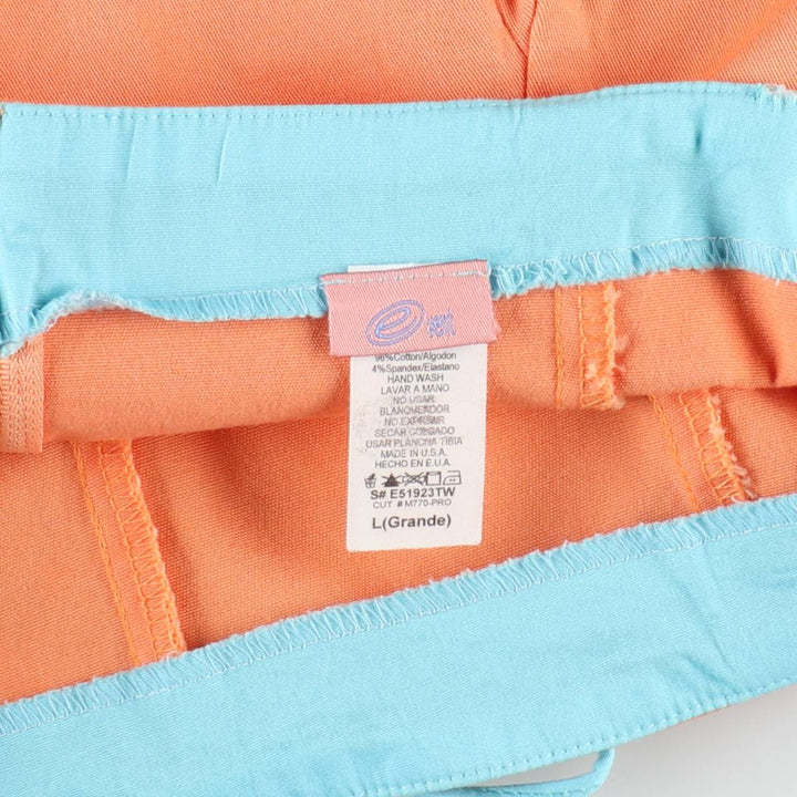 E VENT Cotton Pleated Mini Skirt, Made in USA, Women's Size L (approx.) cotton orange type Vintage Second Hand
