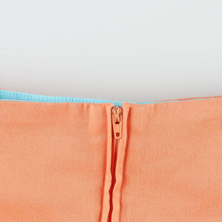 E VENT Cotton Pleated Mini Skirt, Made in USA, Women's Size L (approx.) cotton orange type Vintage Second Hand