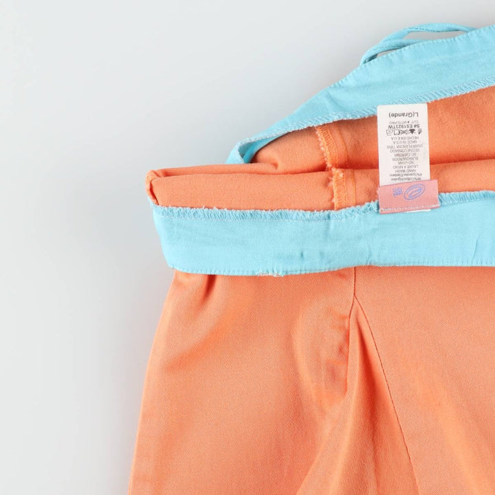 E VENT Cotton Pleated Mini Skirt, Made in USA, Women's Size L (approx.) cotton orange type Vintage Second Hand