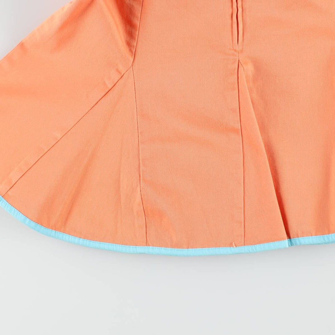 E VENT Cotton Pleated Mini Skirt, Made in USA, Women's Size L (approx.) cotton orange type Vintage Second Hand