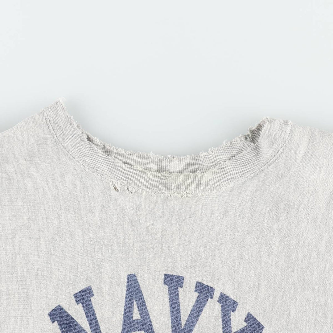 1980'S Champion Reverse Weave US Navy College Sweatshirt, Made in USA, Men's Size M (approx.) cotton gray type Vintage Second Hand
