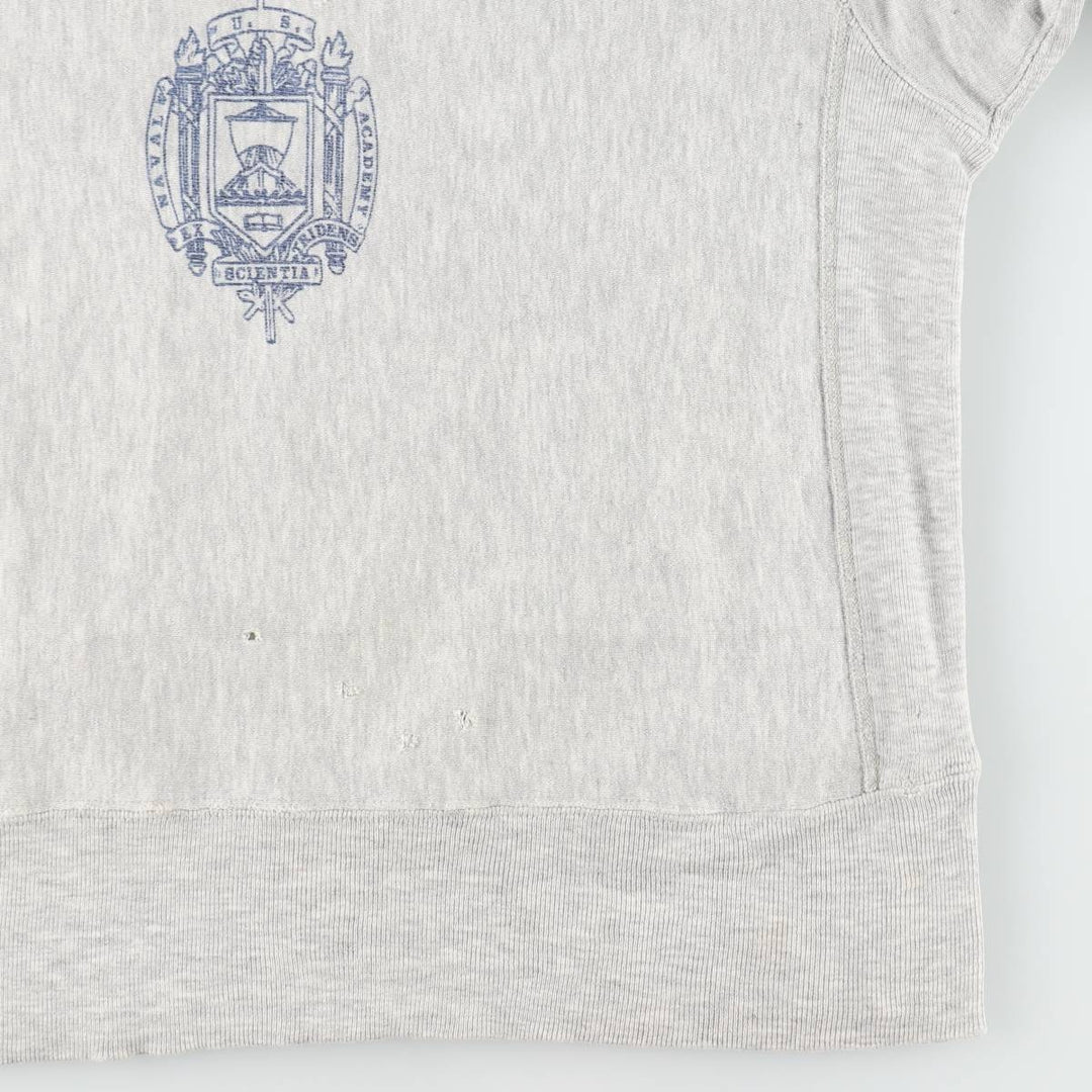 1980'S Champion Reverse Weave US Navy College Sweatshirt, Made in USA, Men's Size M (approx.) cotton gray type Vintage Second Hand