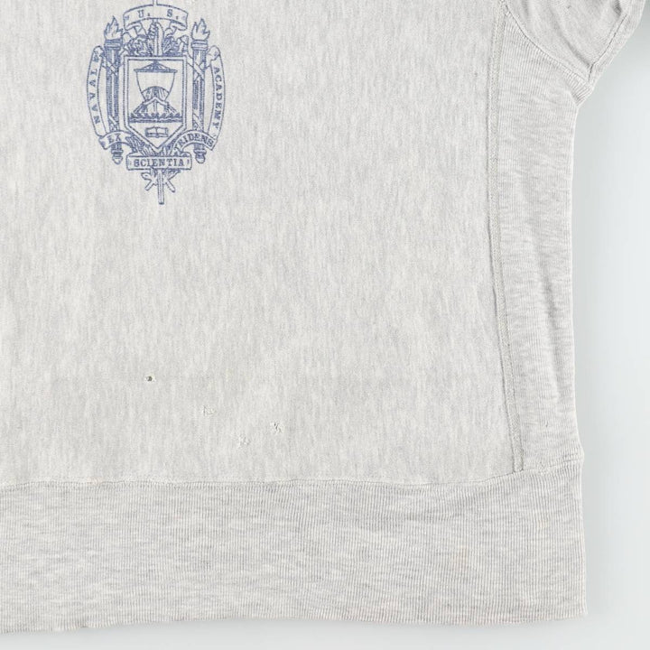 1980'S Champion Reverse Weave US Navy College Sweatshirt, Made in USA, Men's Size M (approx.) cotton gray type Vintage Second Hand