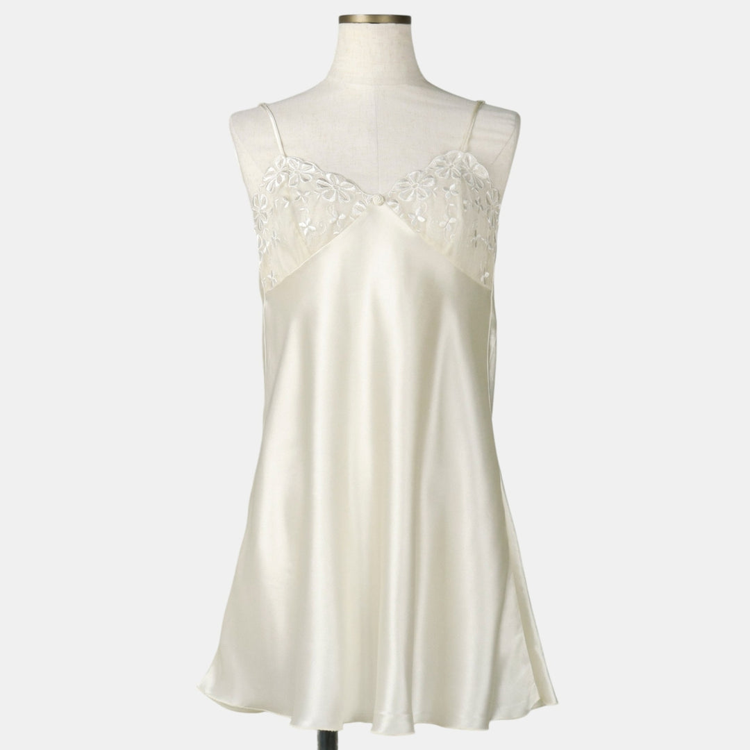 Polly Mini Lingerie Camisole Dress (Women's Size S) polyester white type Vintage Second Hand
