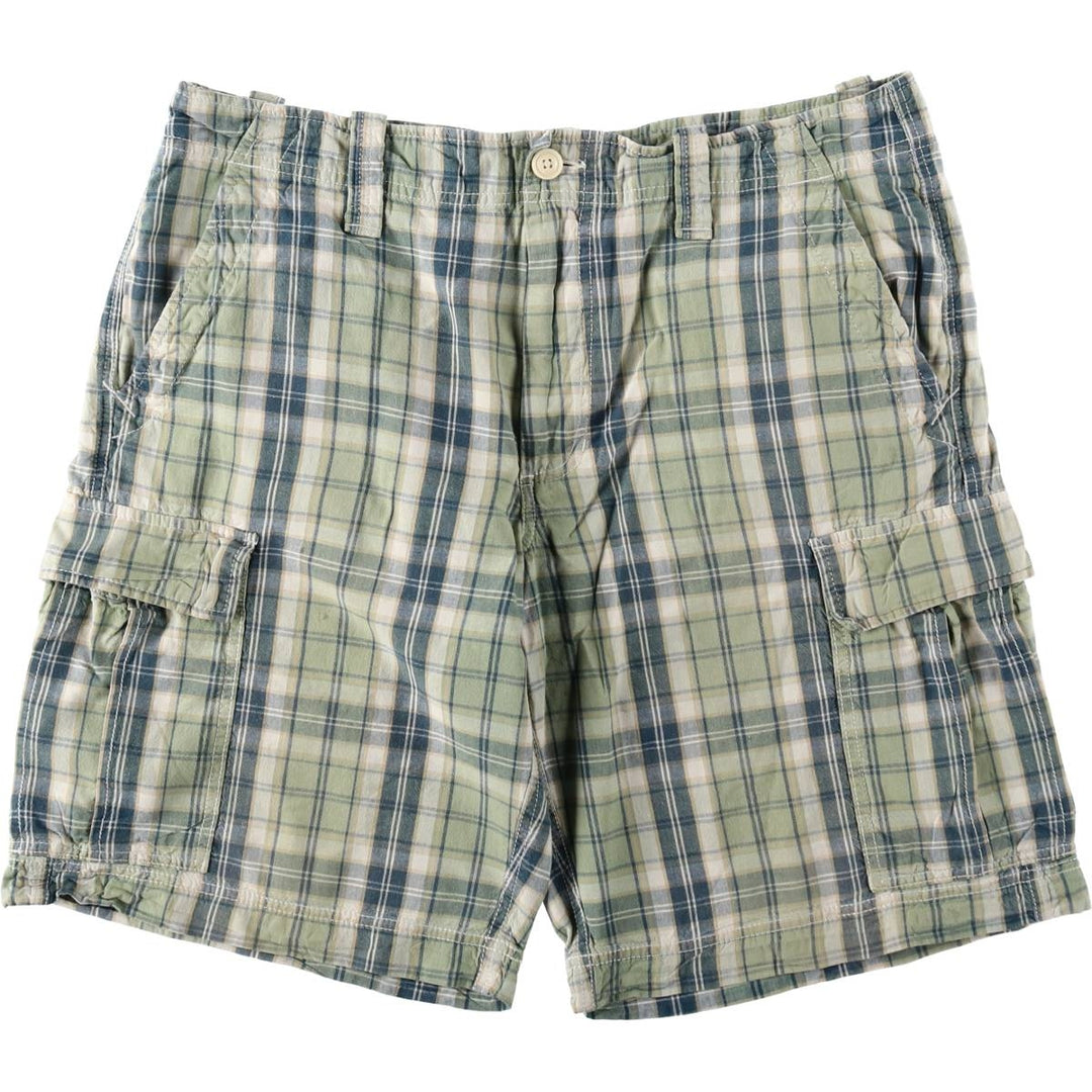 2000'S Ralph Lauren POLO JEANS COMPANY Check Pattern Cargo Shorts (Men's W38 equivalent) cotton Mint green Vintage Second Hand