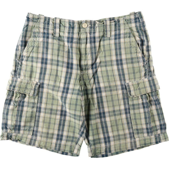 2000'S Ralph Lauren POLO JEANS COMPANY Check Pattern Cargo Shorts (Men's W38 equivalent) cotton Mint green Vintage Second Hand